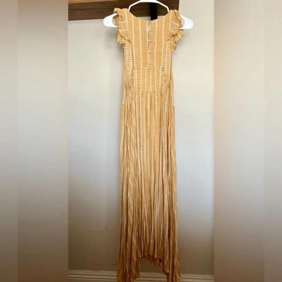 Free People | Dresses | Free People Chambray Butterflies Midi Dress In Gold  Size Small | Poshmark